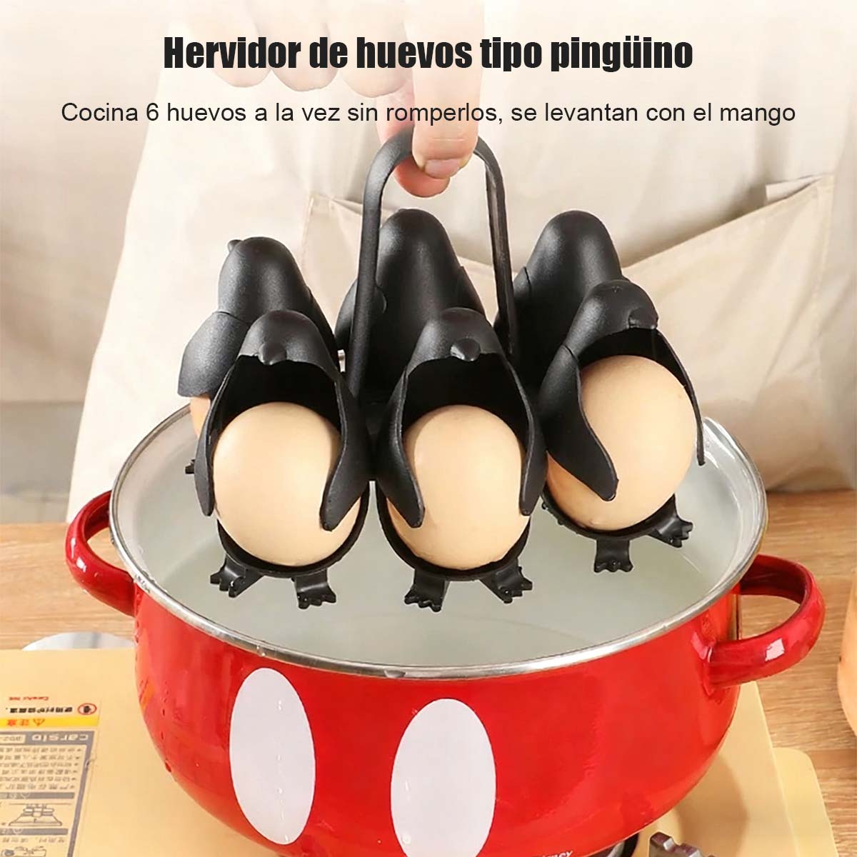 Soporte de cocina en forma de pingüino para cocer huevos; portahuevos para hervir y cocinar al vapor