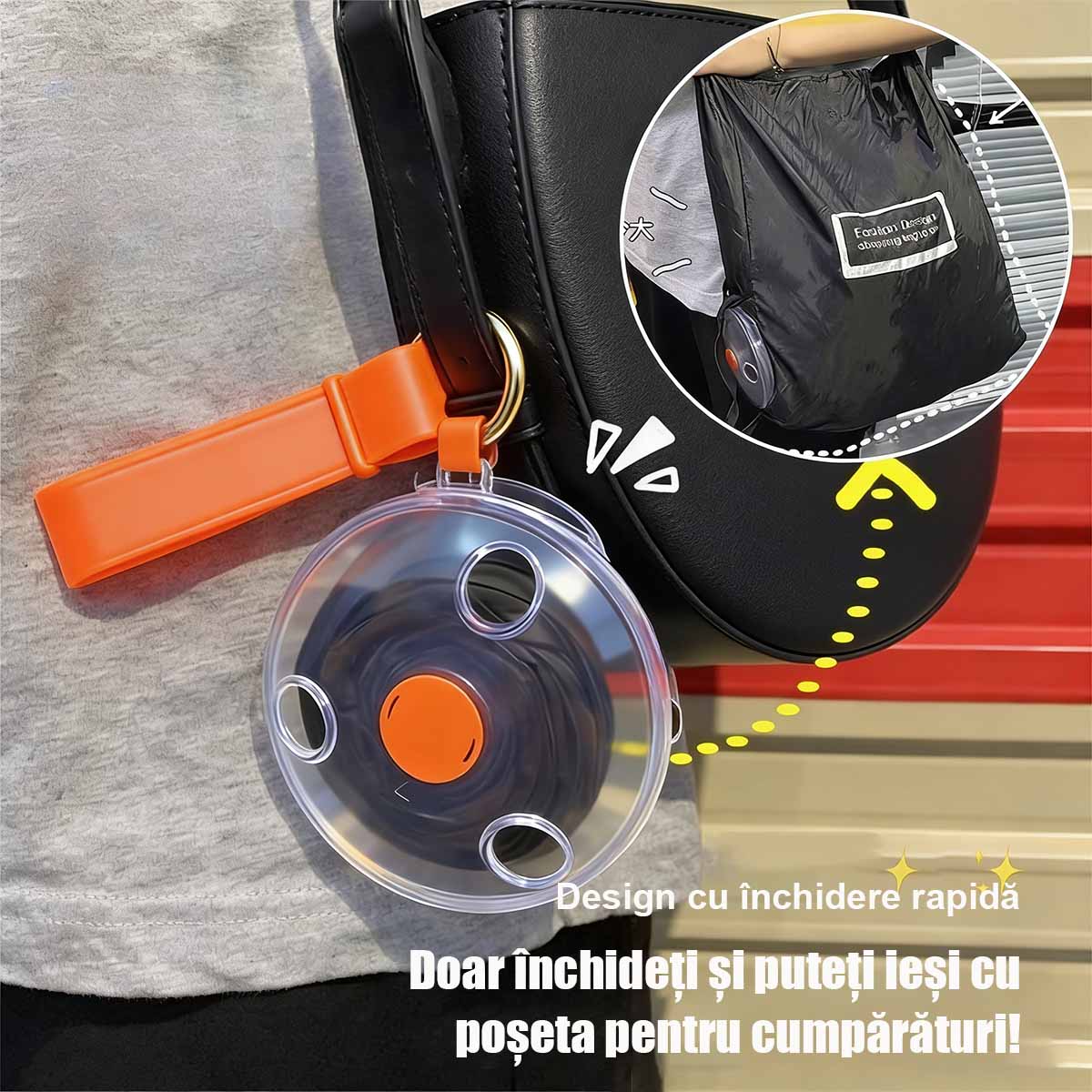 Sac de cumpărături pliabil cu disc rotativ, portabil și multifunctional, cu design creativ și extensibil, ușor de depozitat și transportat.
