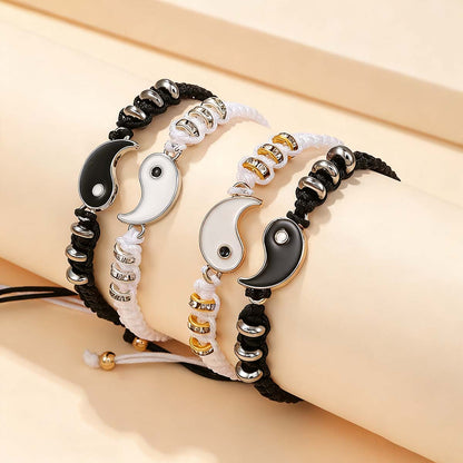 Brazalete tejido de pareja “Dragón Taiji” — conjunto de pulseras y collares con diseño de Taiji y Bagua, ideal para parejas, buenos amigos y como símbolo de amistad.