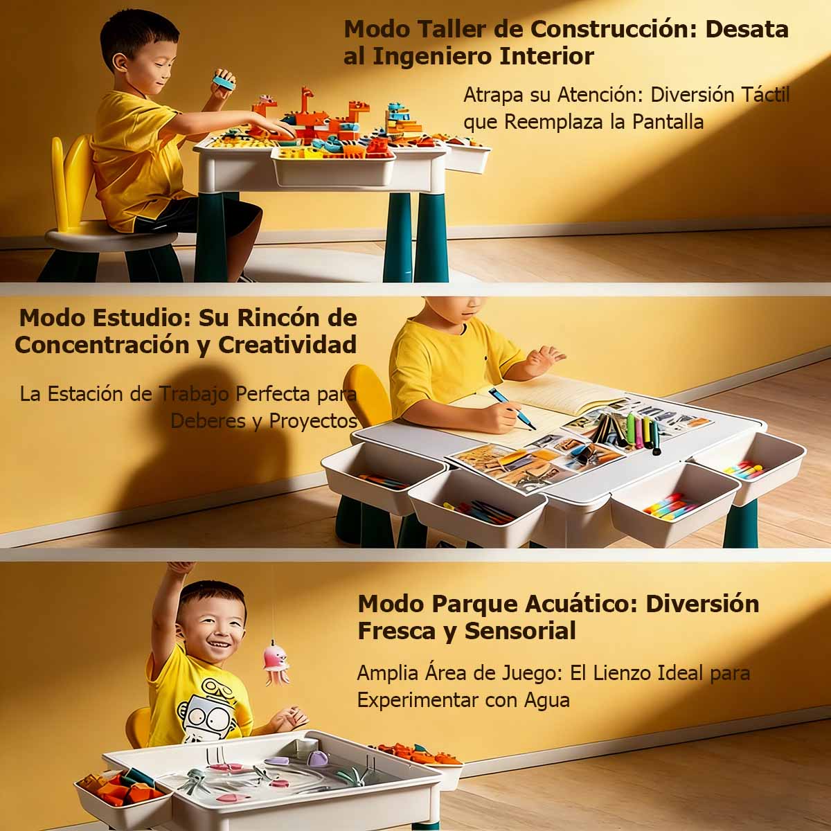Mesa de bloques multifuncional para niños Bloques grandes para construcción, juguete educativo para armar, compatible con LEGO, ideal para aprender jugando.