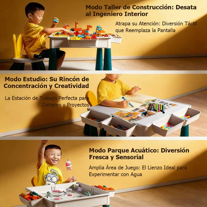 Mesa de bloques multifuncional para niños Bloques grandes para construcción, juguete educativo para armar, compatible con LEGO, ideal para aprender jugando.
