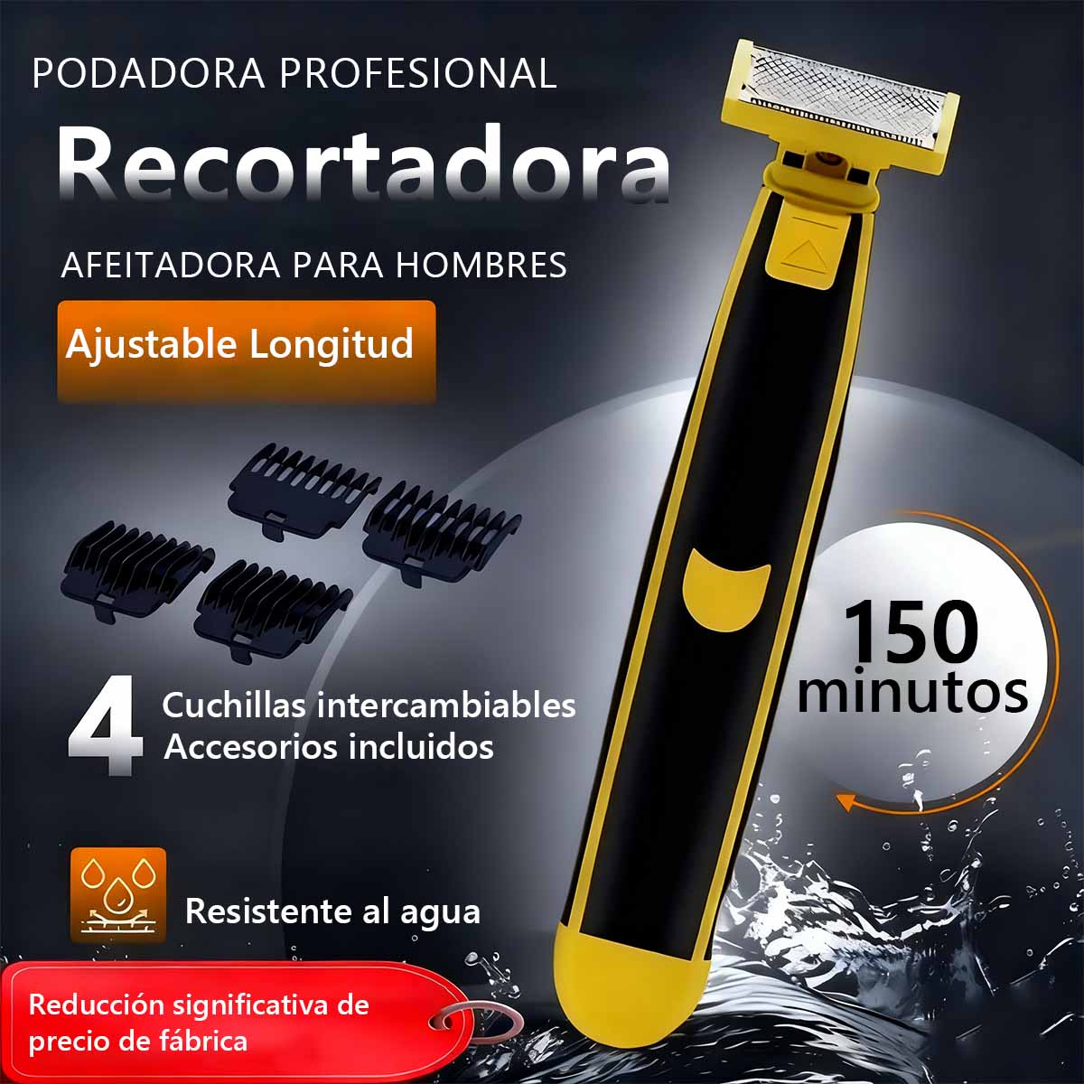 Nueva recortadora masculina, recargable por USB, lavable en todo el cuerpo; afeitadora eléctrica para piernas, rostro y vello corporal.