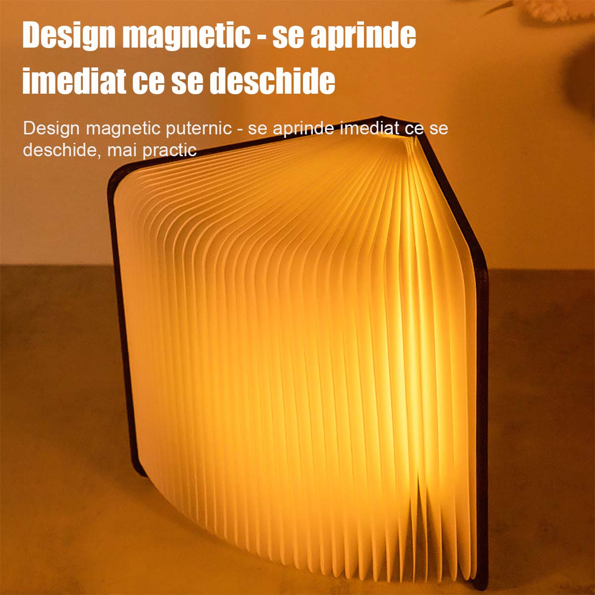 Lampă pliabilă în formă de carte din piele PU, cu 7 culori, lampă creativă pentru atmosferă în dormitor, cadou de zi de naștere, suvenir pentru sărbători și aniversări.