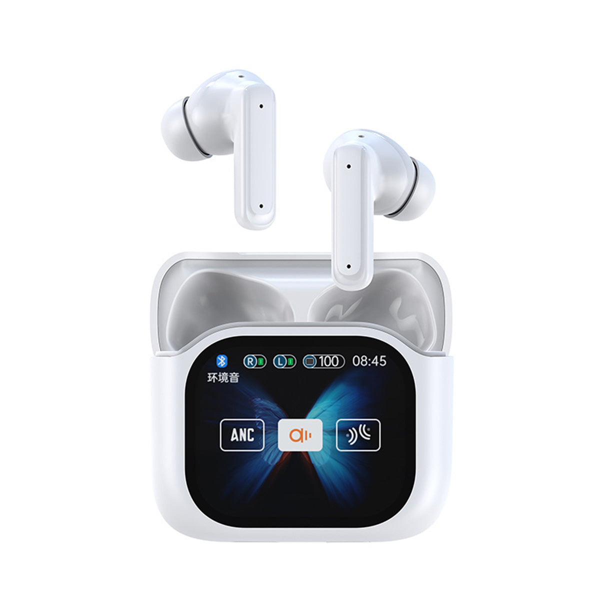 Auriculares Bluetooth JM19 con pantalla LCD, cancelación activa de ruido (ANC), reducción de ruido ENC, bajo consumo energético, ideales para deportes, inalámbricos.