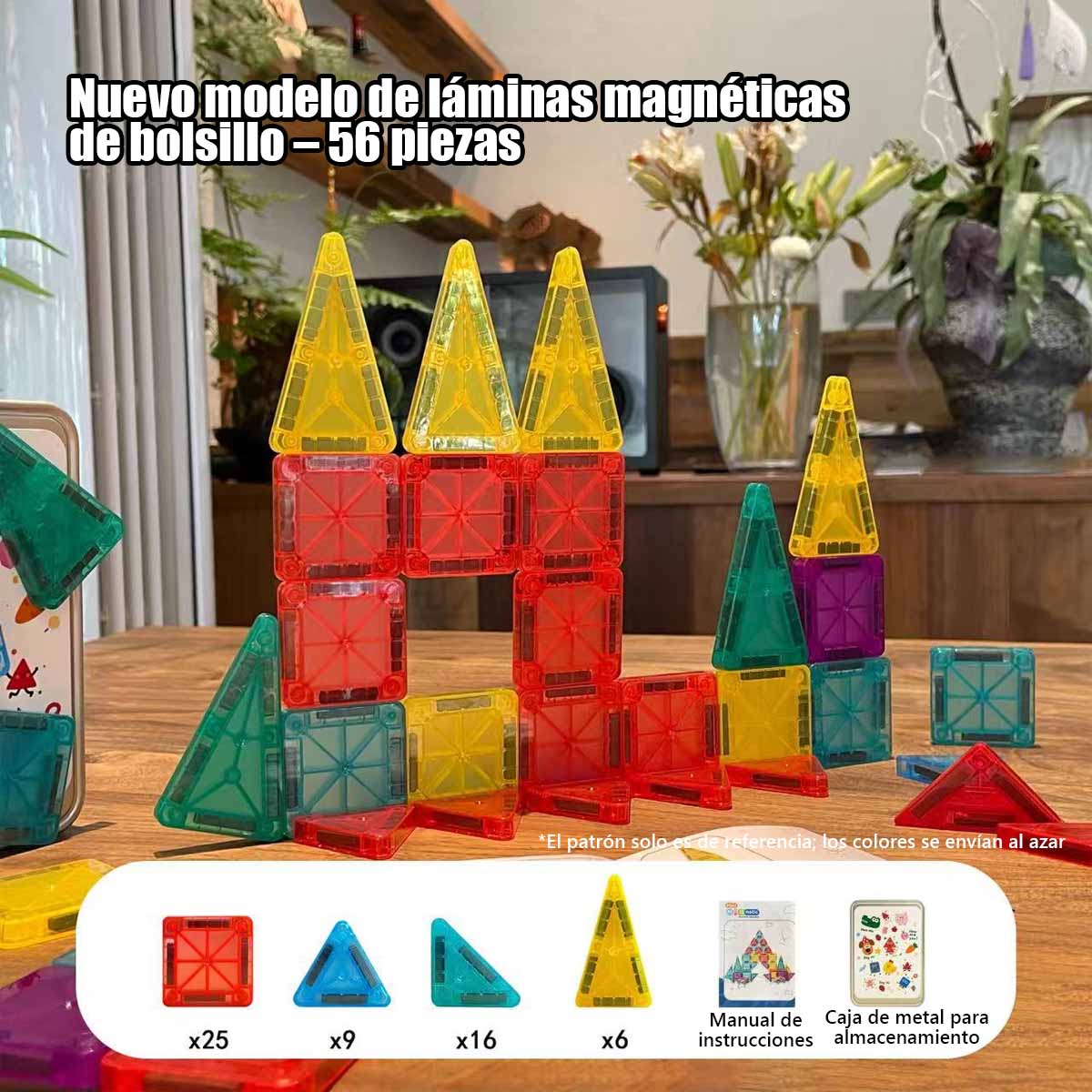Juguete de piezas magnéticas grandes para niños, 100 piezas de bloques magnéticos en colores naturales, bloques de construcción magnéticos para un sinfín de combinaciones, juguete educativo y estimulante.