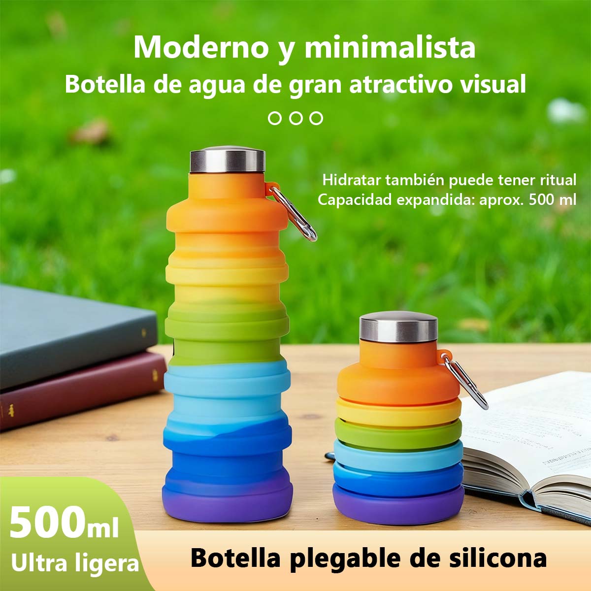 Vaso plegable de silicona para uso diario, bestseller: ideal para deporte y aire libre, botella térmica extensible, resistente a altas temperaturas.