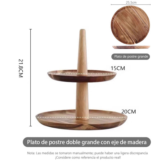 Soporte para cupcakes de papel de té, de madera, de dos niveles, para bodas, bandeja para frutos secos, caramelos y pipas, bandeja multifuncional de frutas para salón.