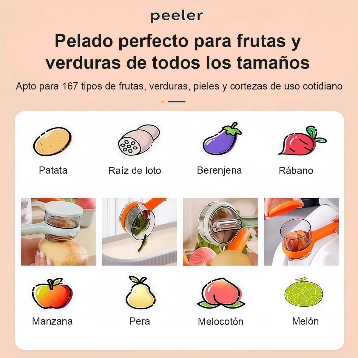 Caja de almacenamiento multifuncional para cocina, herramienta esencial para pelar patatas, rallador de frutas y pelador de verduras con almacenamiento para uso doméstico.