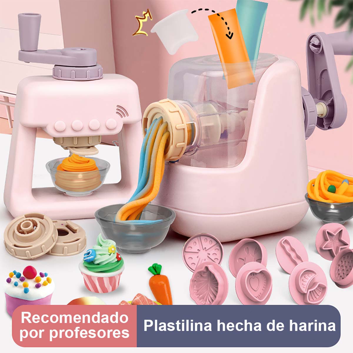 Máquina de hacer espaguetis con plastilina colorida para niños, juguete de arcilla ultraligera para manualidades, juego de rol para guardería, set de moldes para plastilina.