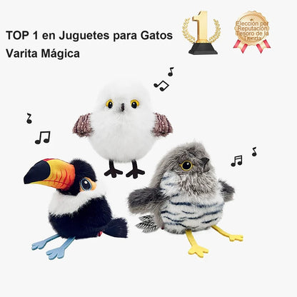 Juguete eléctrico de peluche para gatos, ave automática que aletea y hace sonidos, pajarito que canta “piu”, carbonero blanco y tucancito para entretener a tu gato.