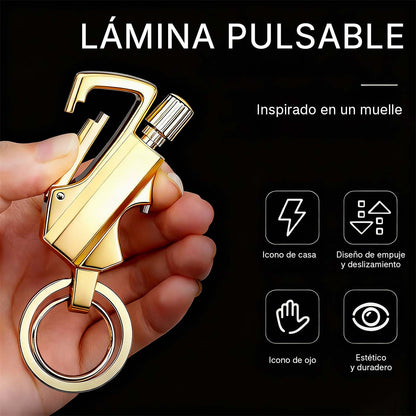 Encendedor de queroseno multifuncional, fósforo reutilizable, llavero portátil, abrebotellas.