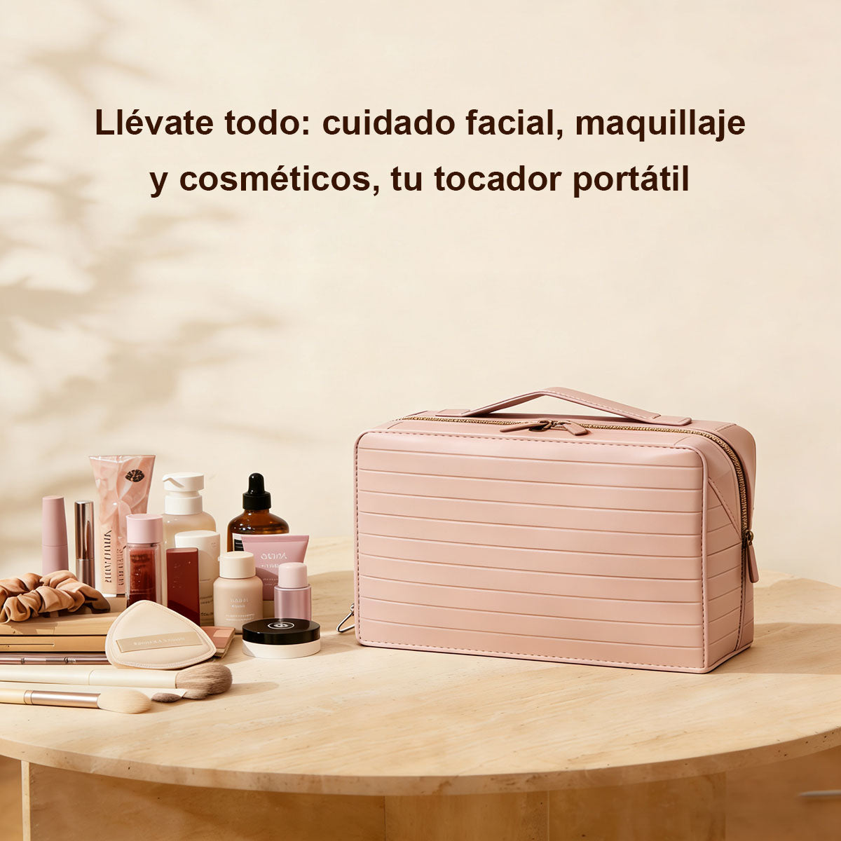 Nuevo neceser de viaje – Gran capacidad, con compartimentos para organizar productos de higiene, cosméticos y cuidados de la piel de forma práctica y ordenada. Ideal para llevar de viaje o para uso diario.