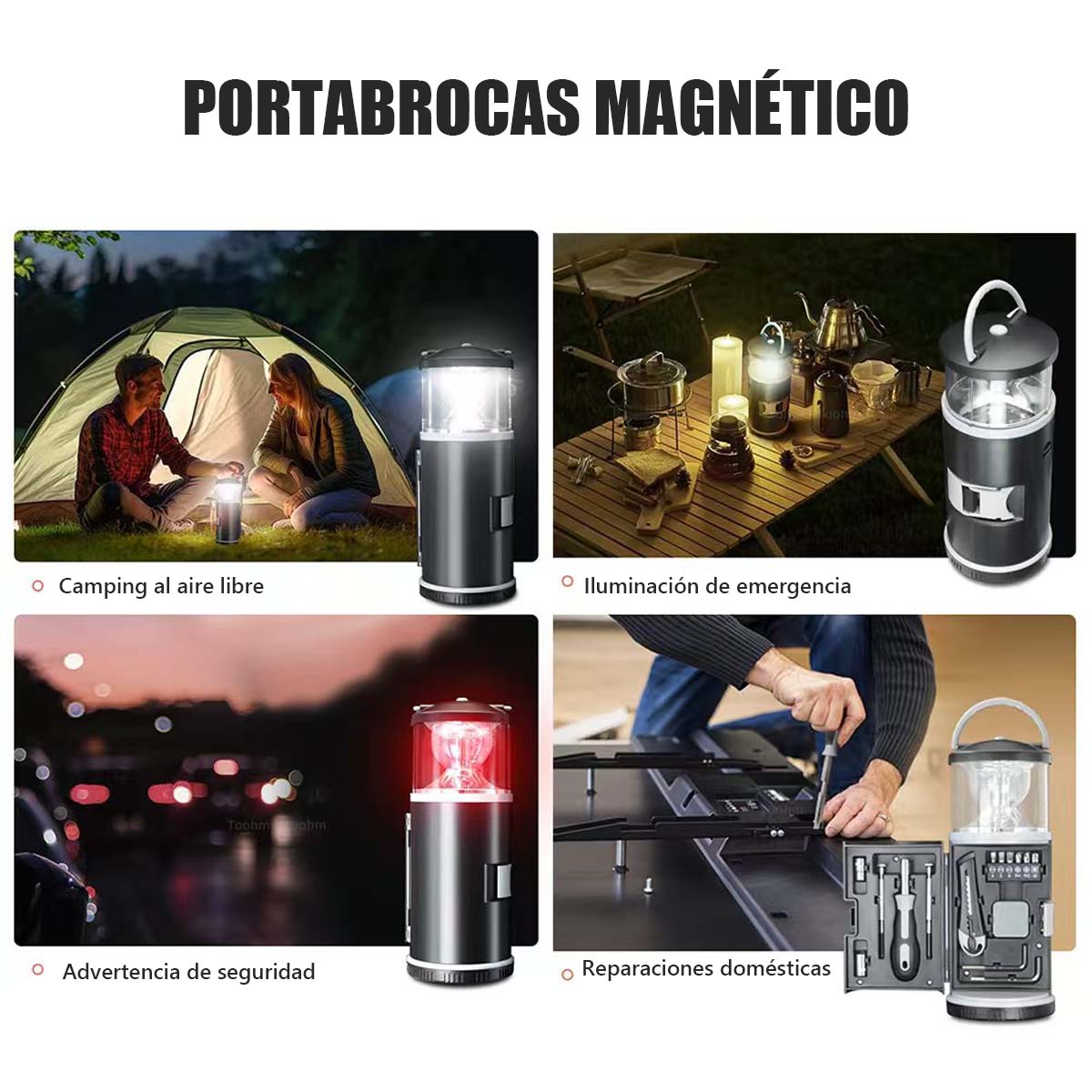 Conjunto creativo de herramientas y lámpara portátil para exteriores y uso doméstico: lámpara de camping tipo farol y juego de herramientas de ferretería