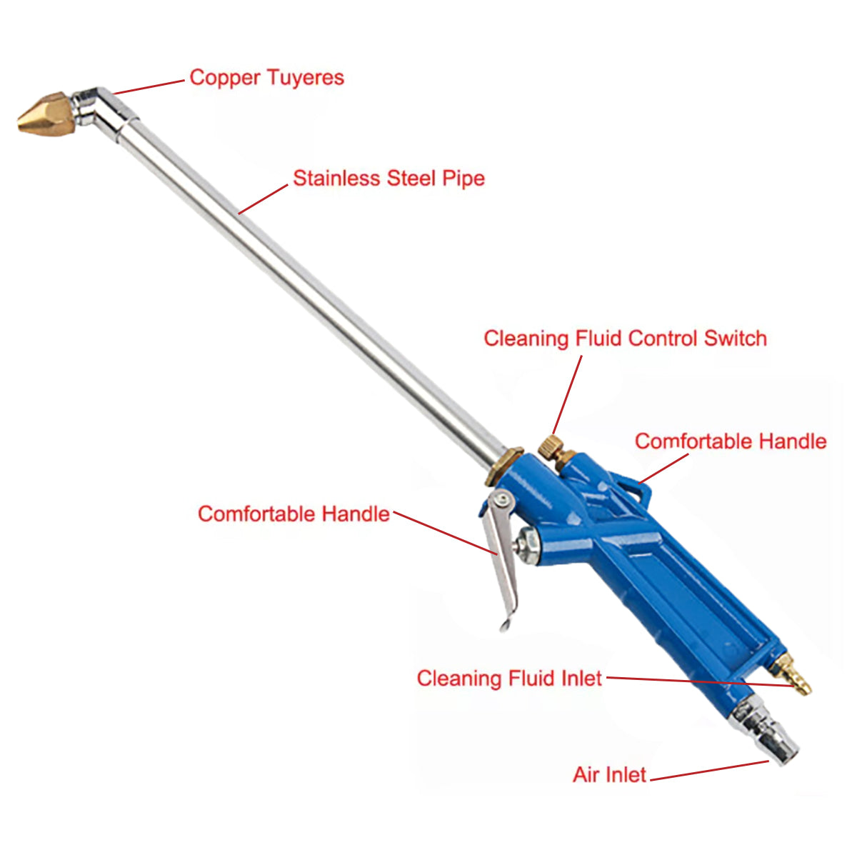 Pistol de curățare cu aer comprimat, cotit și prelungit, pentru curățarea motorului, spălătorii auto și îndepărtarea prafului