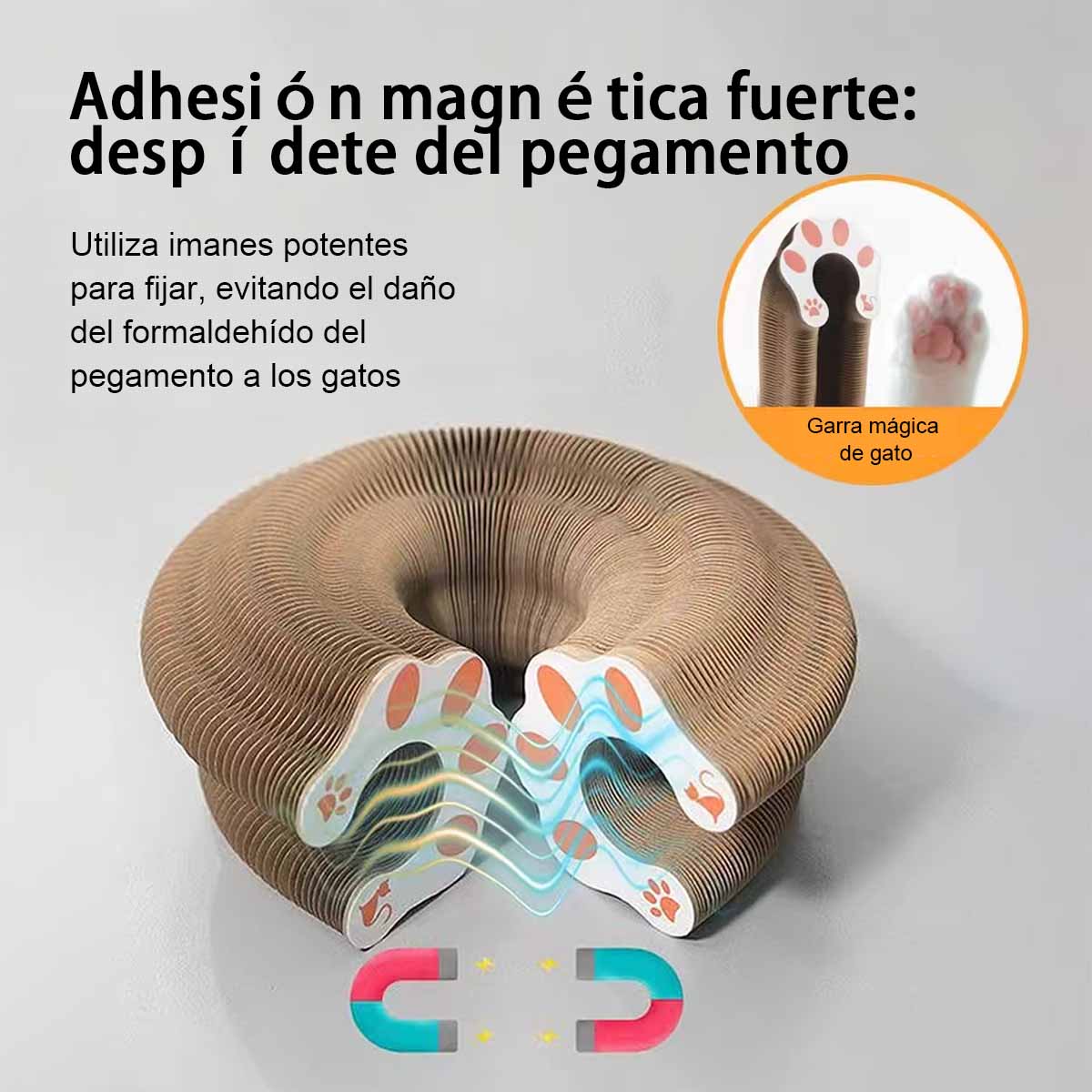 Rascador tipo cama para gatos, resistente al desgaste y sin dejar migas, juguete para juego autónomo y alivio de aburrimiento, tabla de arañado de cartón corrugado.