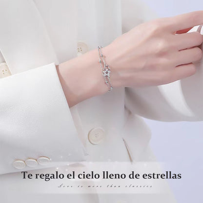 Pulsera doble de historia estelar para mujer, estilo coreano, lujo ligero y delicado, diseño exclusivo de estilo "ins", nueva colección con piedras incrustadas.