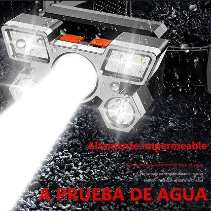 Nueva lámpara frontal LED de alta potencia con 5 luces, lámpara tipo avión, recargable por USB, lámpara de cabeza pequeña para exteriores y minería.
