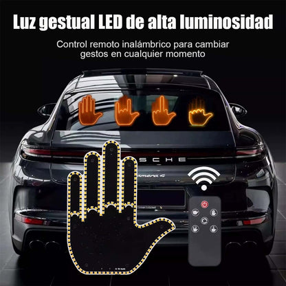 Luz de dedo para coche, luz de gestos, luz multifuncional para vehículo, luz de advertencia, luz anticolisión, luz interactiva de mano.
