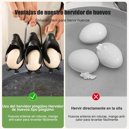 Soporte de cocina en forma de pingüino para cocer huevos; portahuevos para hervir y cocinar al vapor