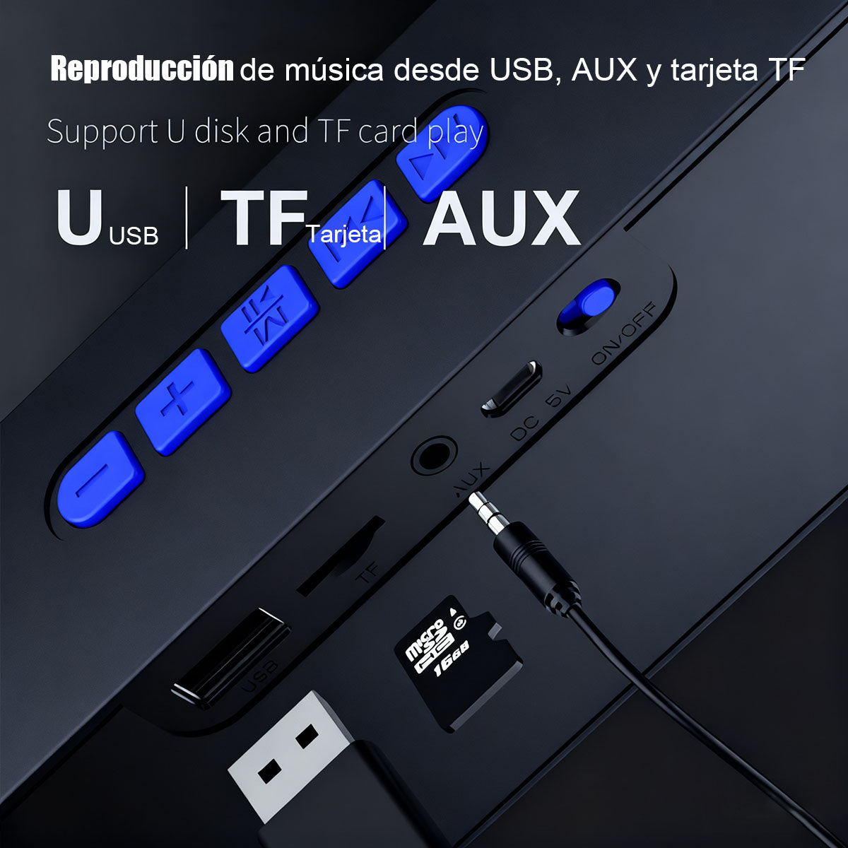 Altavoz inalámbrico Bluetooth de alto volumen para exteriores, sonido envolvente, adecuado para el hogar, computadora y automóvil; subwoofer portátil para uso en el coche.