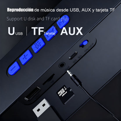 Altavoz inalámbrico Bluetooth de alto volumen para exteriores, sonido envolvente, adecuado para el hogar, computadora y automóvil; subwoofer portátil para uso en el coche.