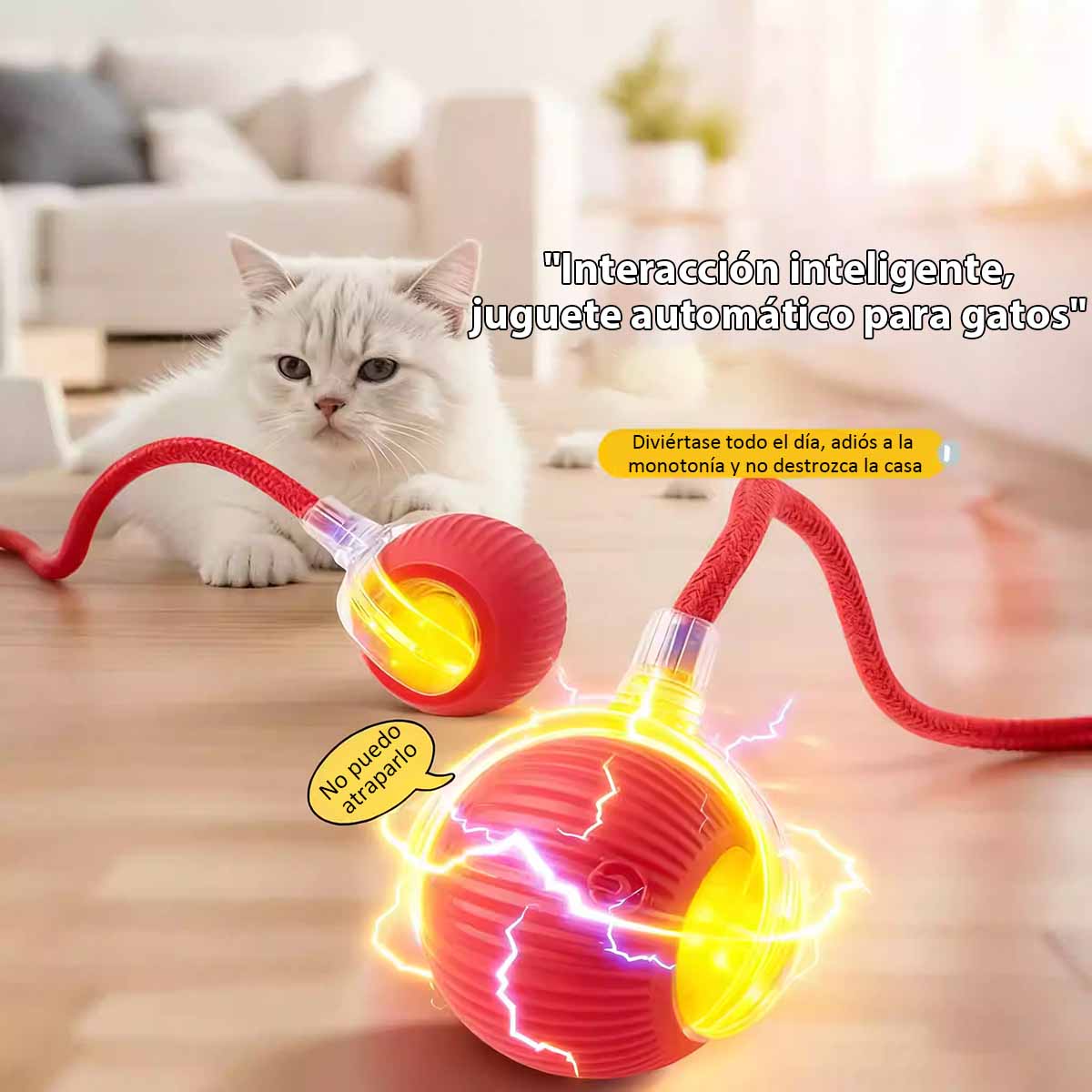Pelota Chewie Doggie Ball, juguete para mascotas, bola rodante para perros y gatos pequeños, juguete automático para atraer a los gatos, varita para jugar con gatos.