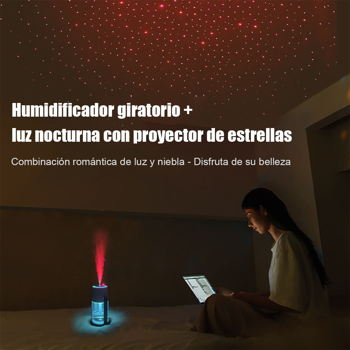 Nuevo humidificador con proyección de cielo estrellado, humidificador ultrasónico USB para automóvil, humidificador de aire doméstico, nebulizador de agua