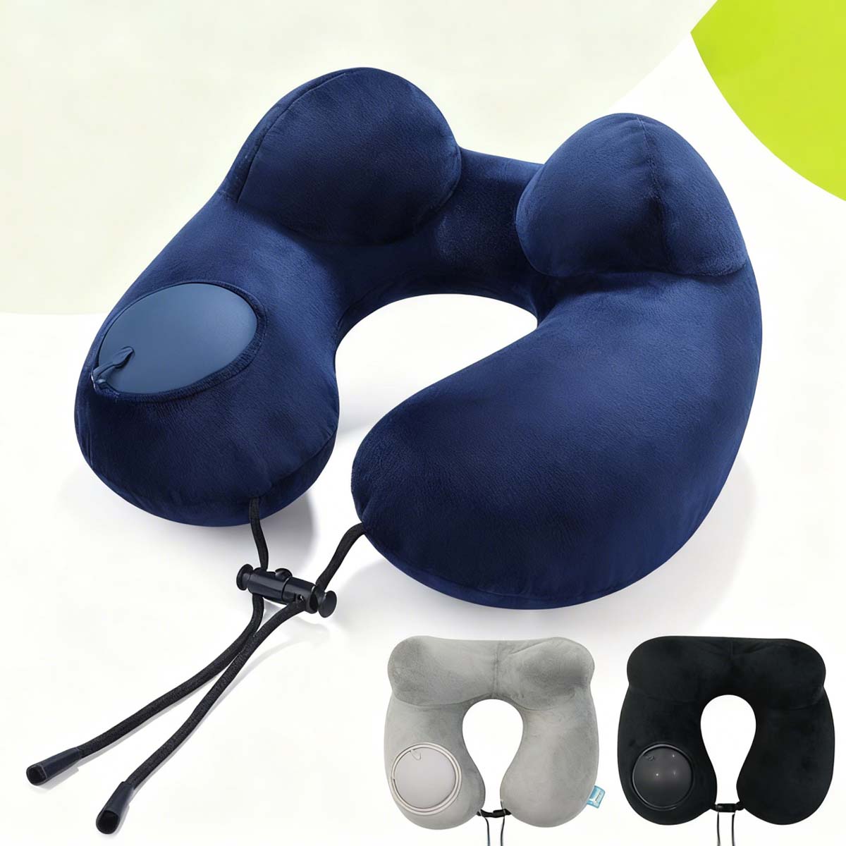 Almohada inflable U de presión en el centro, de gran demanda, almohada de viaje inflable portátil, ideal para exteriores, negocios, uso doméstico o como reposacabezas en el automóvil.