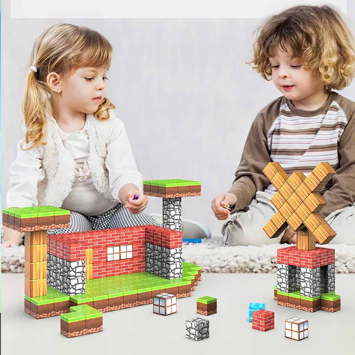 Cubos magnéticos populares "Magnetic Cubes" Bloques magnéticos "Infierno de Bosque" para niños, con piezas magnéticas para construir.