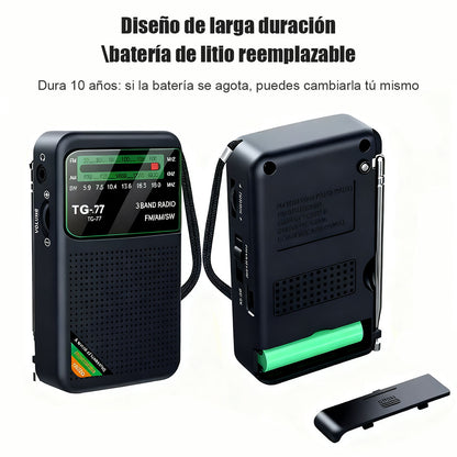 Radio de onda completa y frecuencia total, multifunción con búsqueda automática de emisoras.