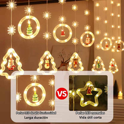 Luces de estrella para decoración navideña, guirnalda luminosa LED para habitación, cortinas y ambiente festivo