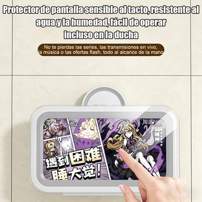 Caja para teléfono impermeable 360° rotatoria para baño, ducha y cocina, soporte de pared con ventosa para personas perezosas.