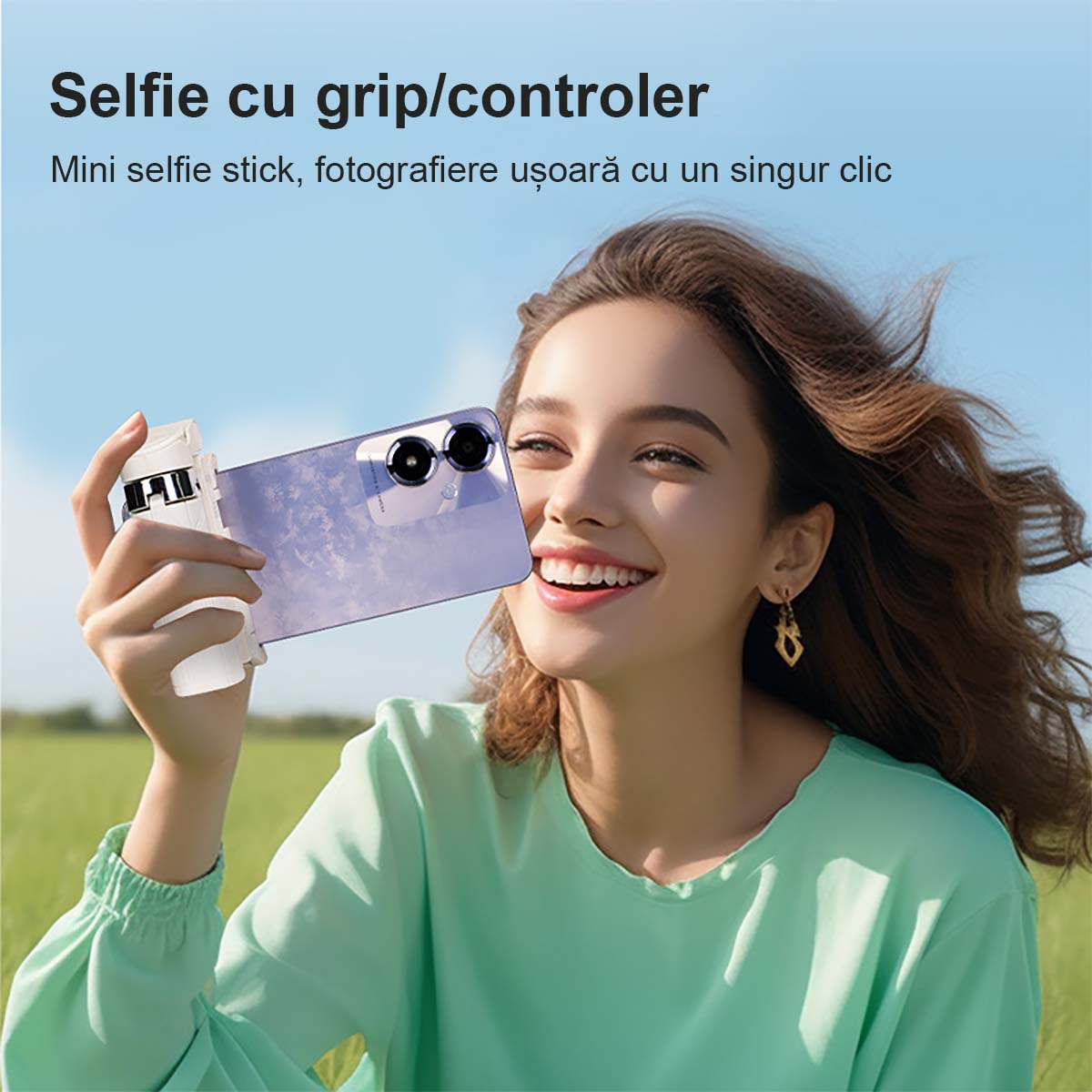 Noua versiune super mini a batonului de selfie | Ușor de transportat, universal, cu trepied cu 4 picioare, un dispozitiv magic pentru fotografii cu telefon, rotire la 360 de grade.