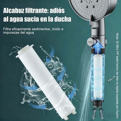 Cabezal de ducha de alta presión, juego completo para baño doméstico, con potente chorro, función de presurización y filtrado, compatible con calentadores de agua.