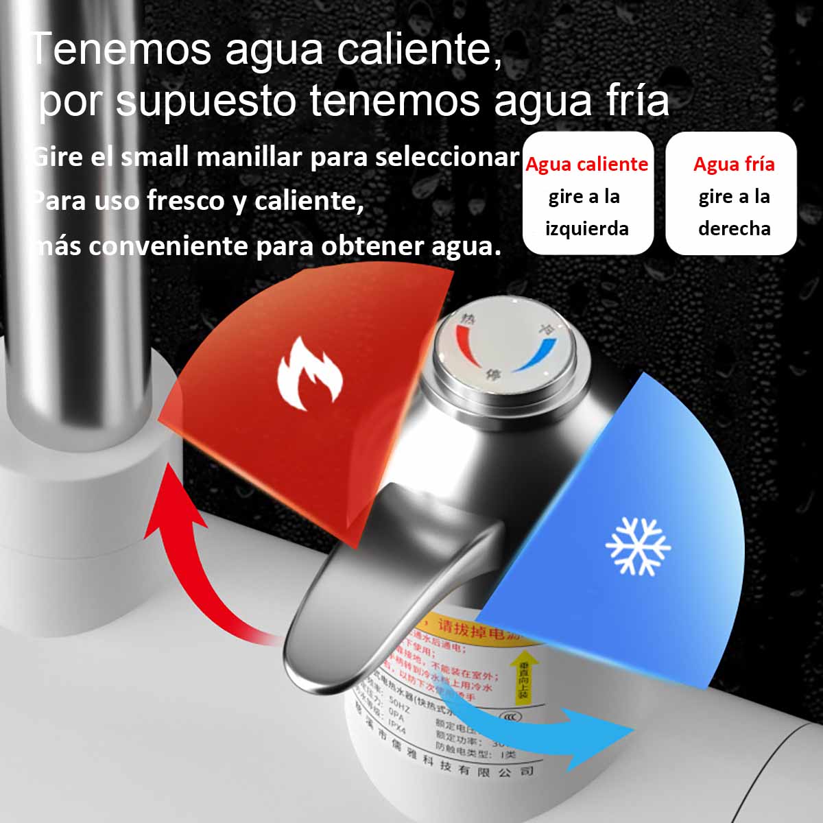 Grifo de agua instantánea para cocina y hogar - Grifo eléctrico con display digital, calefacción rápida, para agua fría y caliente, fácil instalación y uso.
