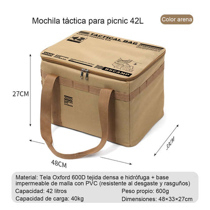 Caja plegable de almacenamiento para exteriores, contenedor de gran capacidad para picnic y camping, bolsa táctica para almacenar equipo, vajilla y utensilios de cocina.
