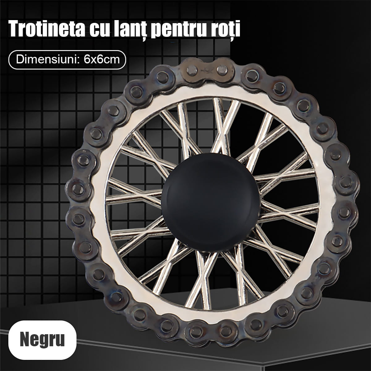 Girator de deget cu lanț și roată dințată, jucărie anti-stres