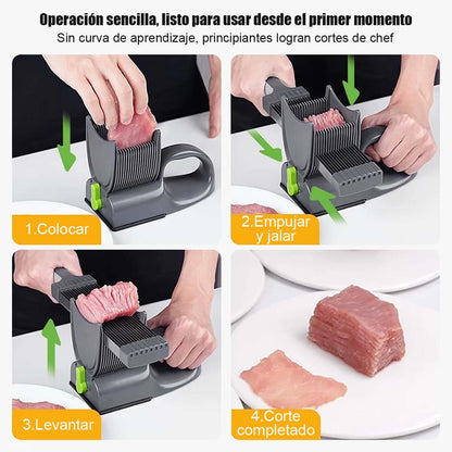 ¡Éxito en casa! Cortador manual de carne, rebanas finas y trozos de carne fácilmente