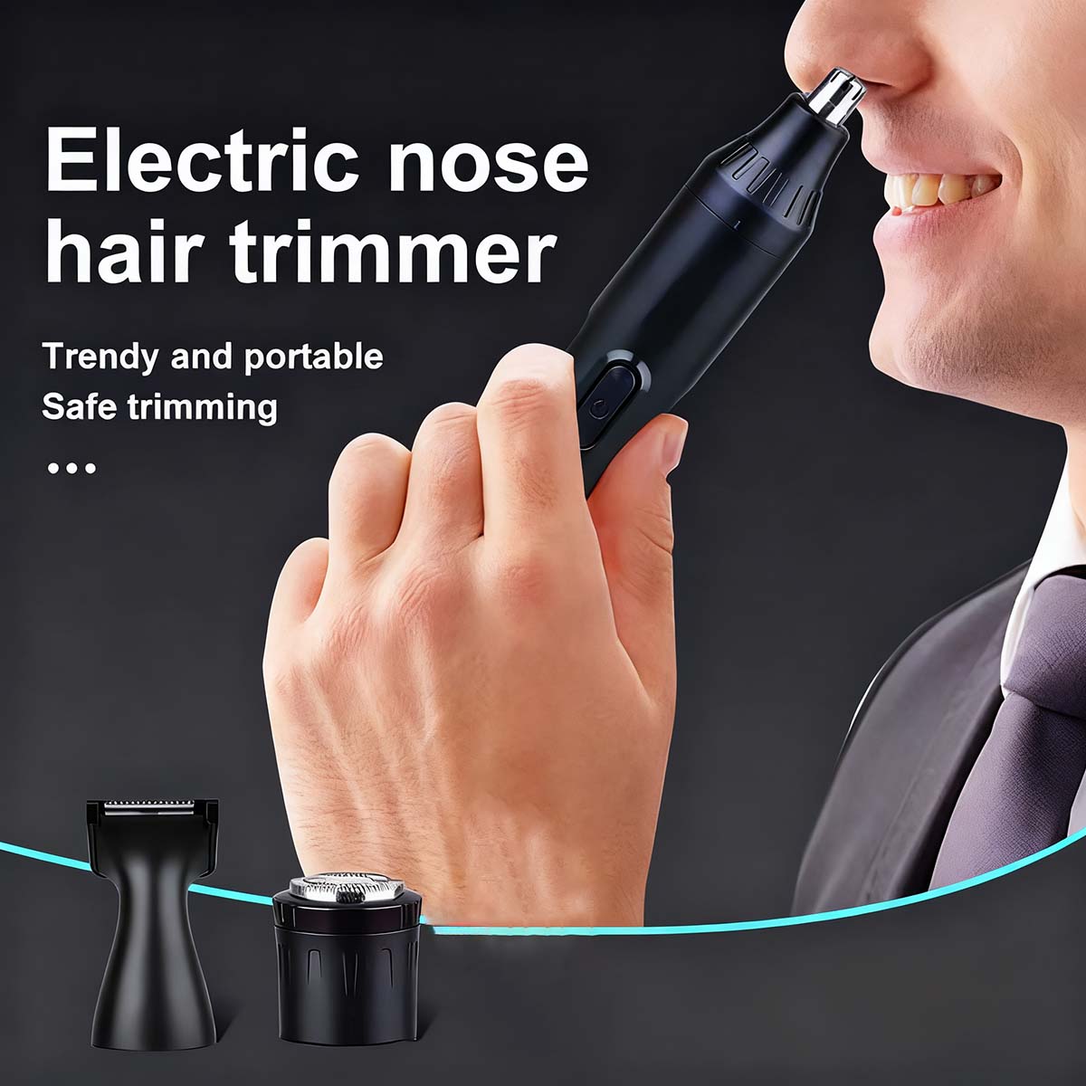 Nuevo kit de accesorios multifunción para hombre: Recortador eléctrico 3 en 1 (vello nasal, afeitado, patillas y cejas).