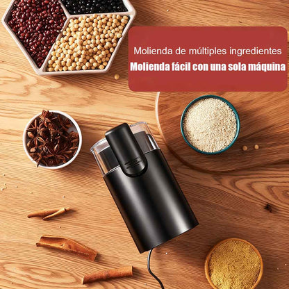 "Molino de café portátil de acero inoxidable, mini molinillo eléctrico, máquina de molienda en seco, trituradora de polvo."