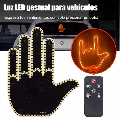 Luz de dedo para coche, luz de gestos, luz multifuncional para vehículo, luz de advertencia, luz anticolisión, luz interactiva de mano.