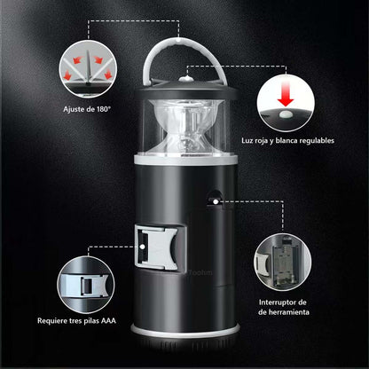 Conjunto creativo de herramientas y lámpara portátil para exteriores y uso doméstico: lámpara de camping tipo farol y juego de herramientas de ferretería