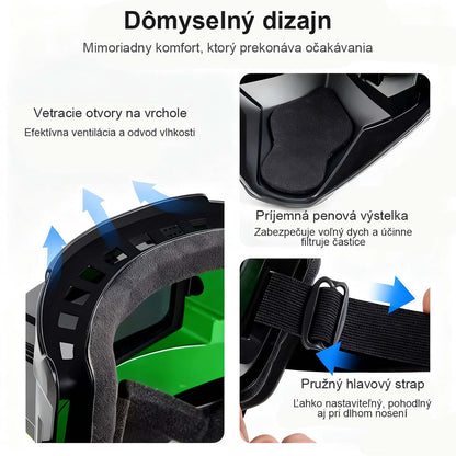 Automatická svetelná ochranná maska na celú tvár pre zváračov proti intenzívnemu svetlu a žiaru, oddelená dýchacia časť, priedušná a tepelne izolovaná, ochrana očí.
