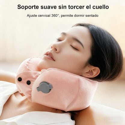 Almohada inflable en forma de U tipo bufanda, con bomba de inflado, portátil y fácil de guardar; almohada de viaje para cuello, ideal para trayectos largos.
