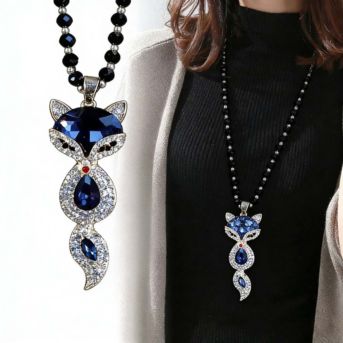 Collar largo de estilo coreano para mujer, colgante de cristal versátil y elegante, complemento perfecto para prendas de otoño e invierno.