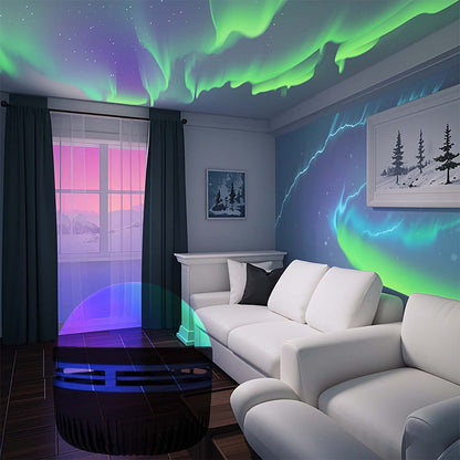 Lámpara estrellada 5V Aurora Boreal LED — proyector, luz nocturna ambiental, pequeña bola mágica, lámpara festiva con efecto de ondas de agua para cabecera de cama.