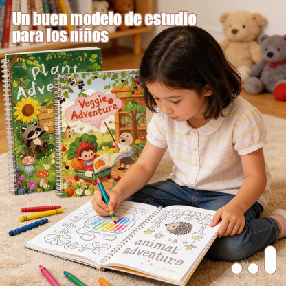 Nuevo cuaderno con ranuras en inglés para niños, cuaderno de dibujo preescolar, cuaderno de ejercicios divertido para colorear.