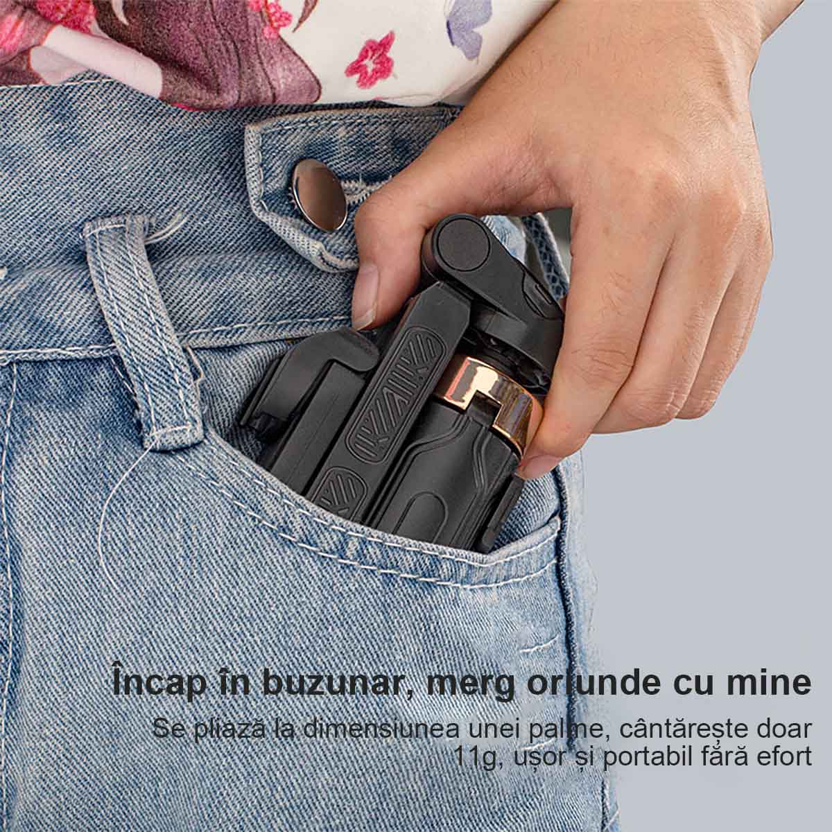 Noua versiune super mini a batonului de selfie | Ușor de transportat, universal, cu trepied cu 4 picioare, un dispozitiv magic pentru fotografii cu telefon, rotire la 360 de grade.