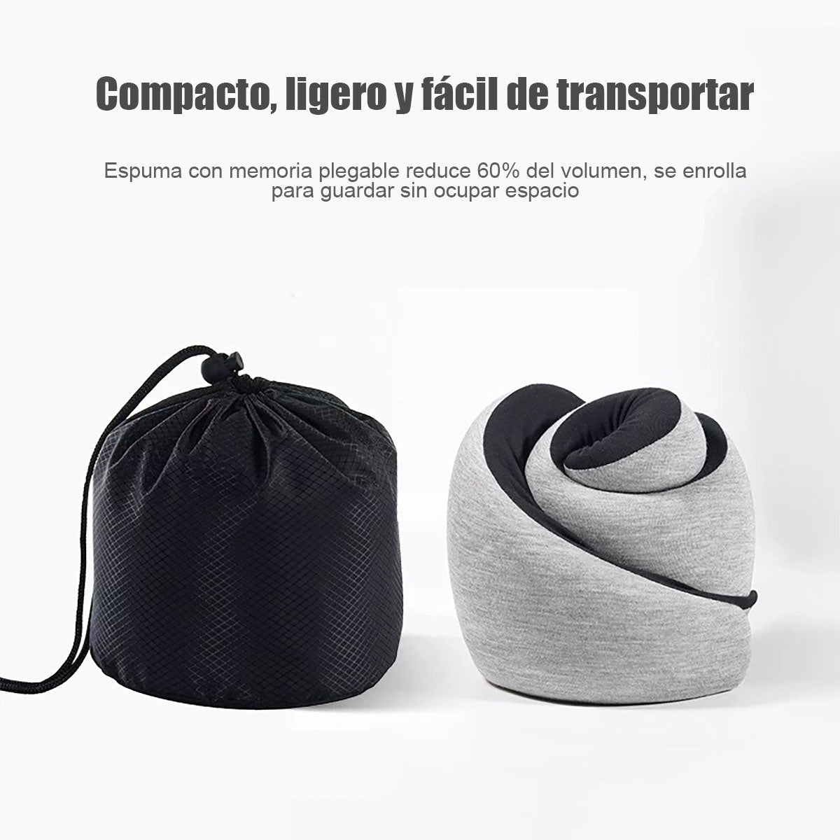 Almohada de cuello en forma de U con memoria de recuperación lenta, almohada para la siesta, portátil para aviones y viajes.