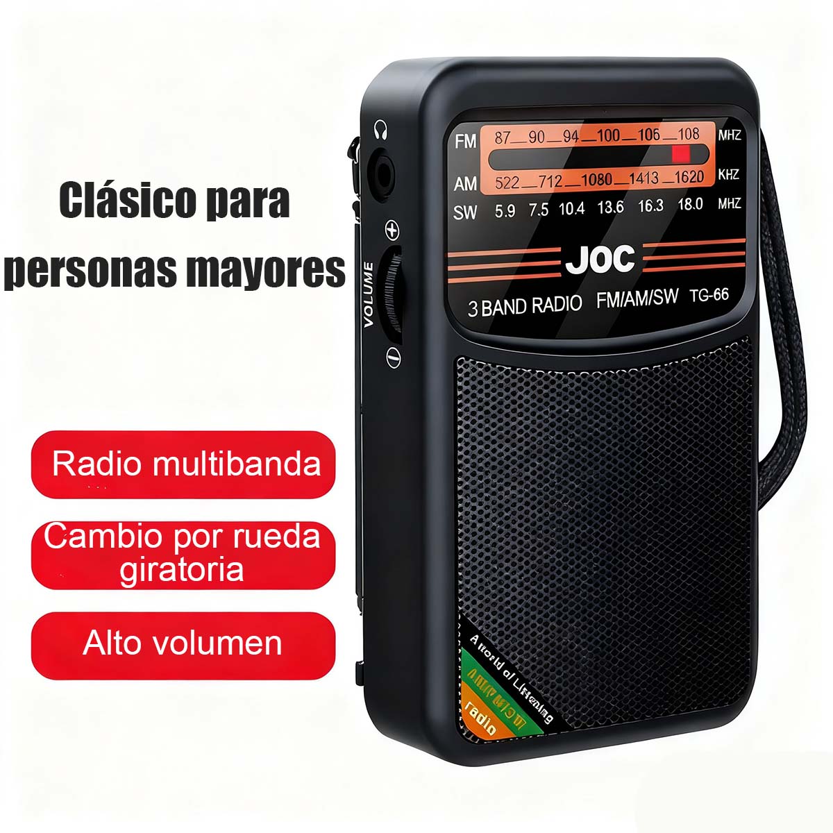 Radio de onda completa y frecuencia total, multifunción con búsqueda automática de emisoras.